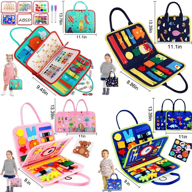 Busy Board Montessori Toys for Toddlers Sensory Toy Preschool Learning Educational Travel Activities For Boys Fine Motor Skills - Slobuy