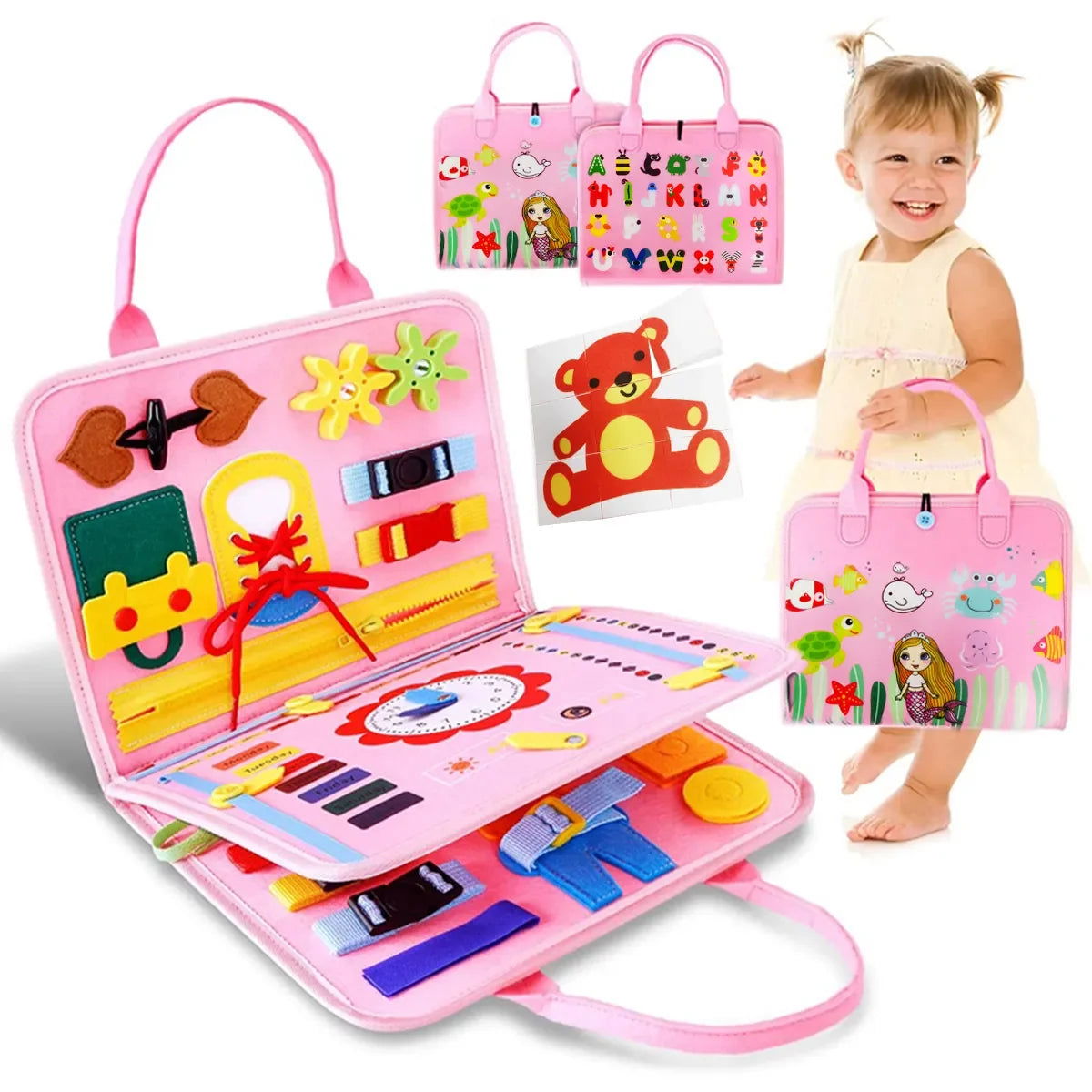 Busy Board Montessori Toys for Toddlers Sensory Toy Preschool Learning Educational Travel Activities For Boys Fine Motor Skills - Slobuy