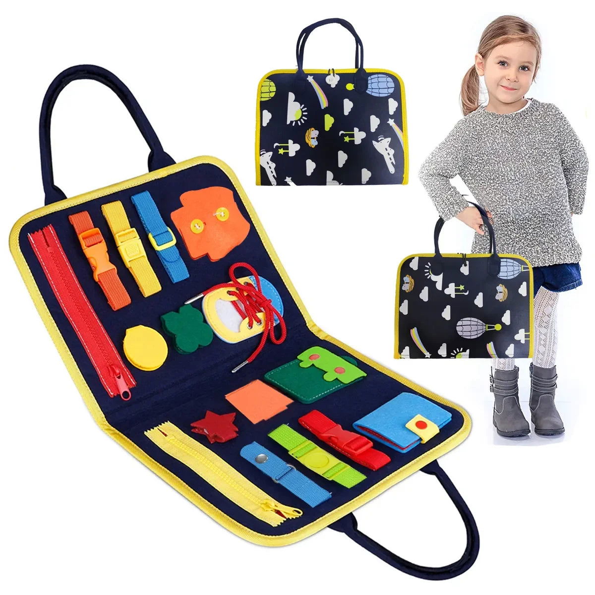 Busy Board Montessori Toys for Toddlers Sensory Toy Preschool Learning Educational Travel Activities For Boys Fine Motor Skills - Slobuy