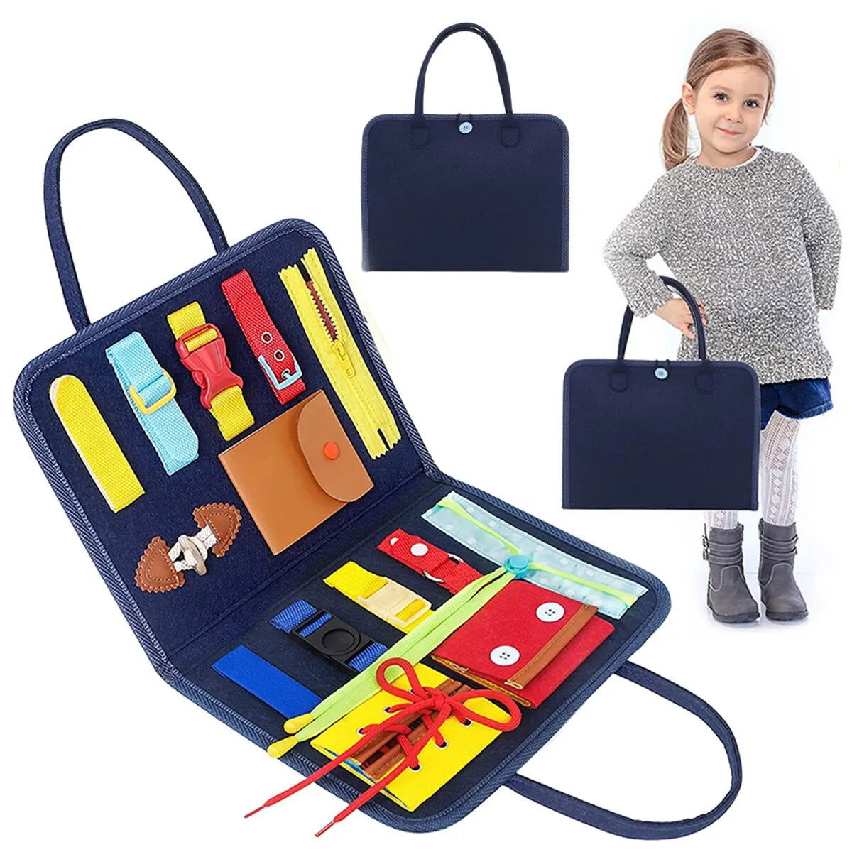 Busy Board Montessori Toys for Toddlers Sensory Toy Preschool Learning Educational Travel Activities For Boys Fine Motor Skills - Slobuy