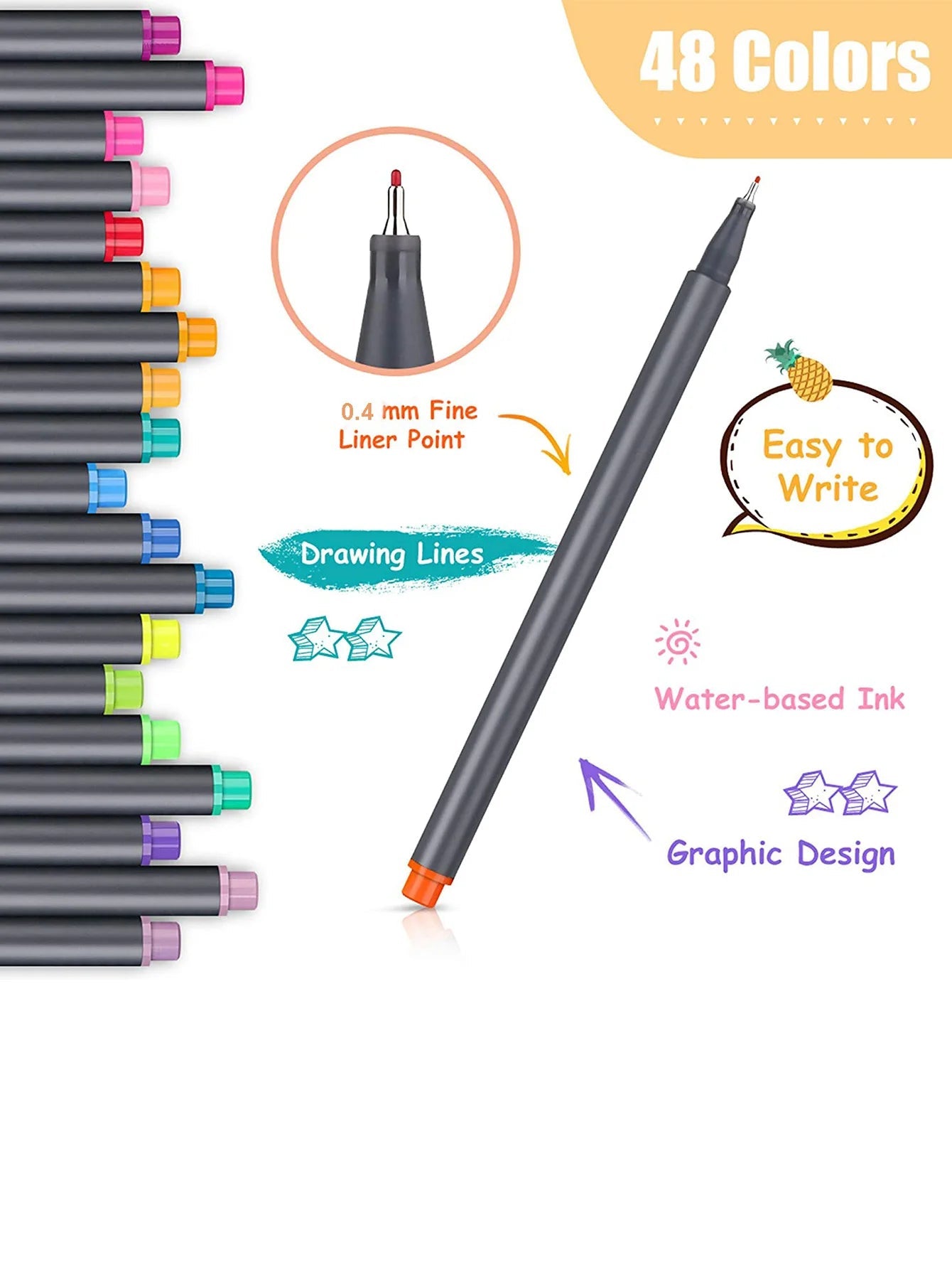 Bview Art Colored Pens Fine Point Markers Fine Tip Drawing Pens Fineliner Pen for Journaling Writing Note Art Office - Slobuy