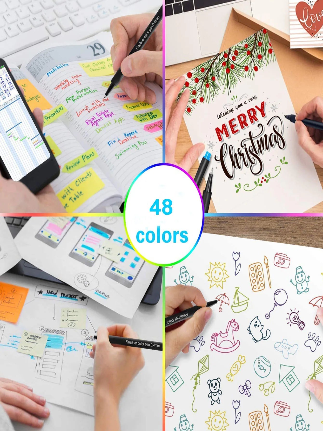 Bview Art Colored Pens Fine Point Markers Fine Tip Drawing Pens Fineliner Pen for Journaling Writing Note Art Office - Slobuy