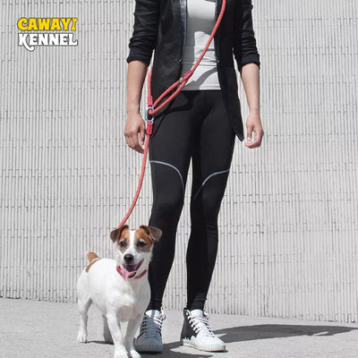 CAWAYI KENNEL Reflective Nylon Leashes Pet Dogs Chain Traction Rope Leads for Running Free Hands Rope Chain for Small Large Dogs - Slobuy