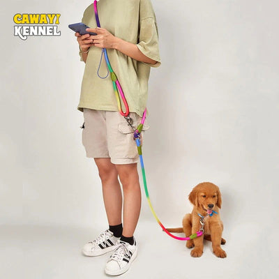 CAWAYI KENNEL Reflective Nylon Leashes Pet Dogs Chain Traction Rope Leads for Running Free Hands Rope Chain for Small Large Dogs - Slobuy