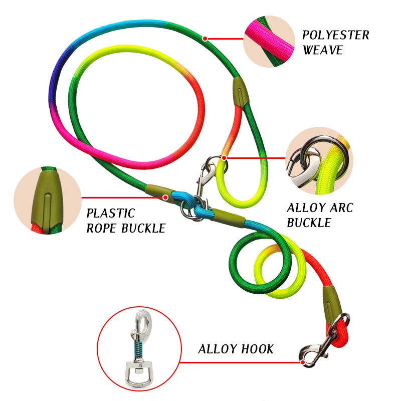 CAWAYI KENNEL Reflective Nylon Leashes Pet Dogs Chain Traction Rope Leads for Running Free Hands Rope Chain for Small Large Dogs - Slobuy