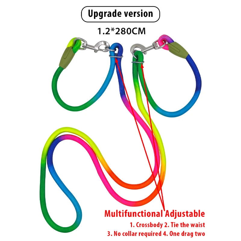 CAWAYI KENNEL Reflective Nylon Leashes Pet Dogs Chain Traction Rope Leads for Running Free Hands Rope Chain for Small Large Dogs - Slobuy