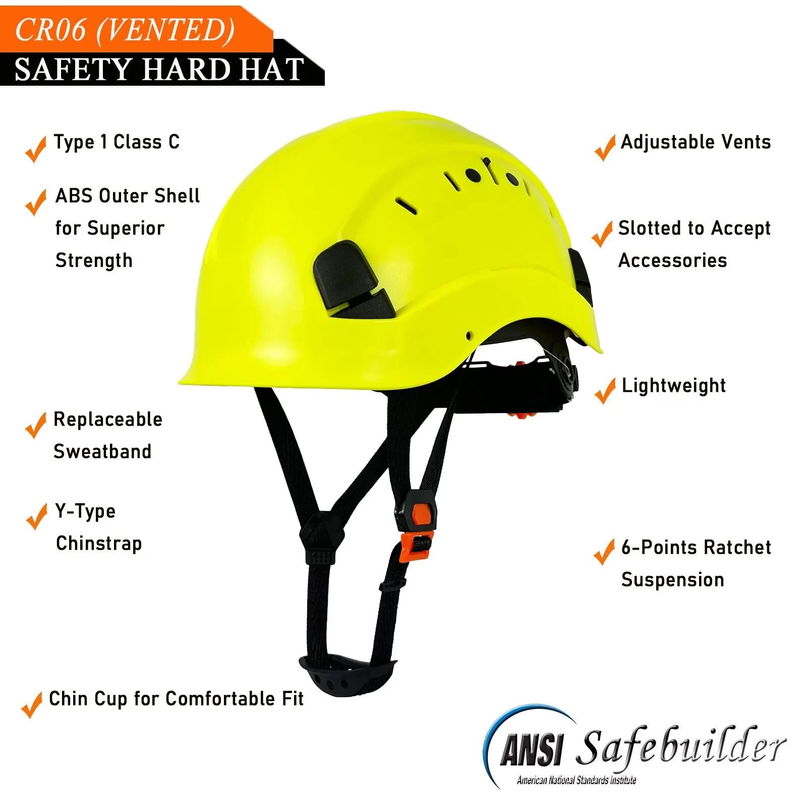 CE Work Safety Hard Hat for Engineer Slotted Ventilated Construction Safety Helmet for Men & Women Industrial Adjustable Ratchet - Slobuy