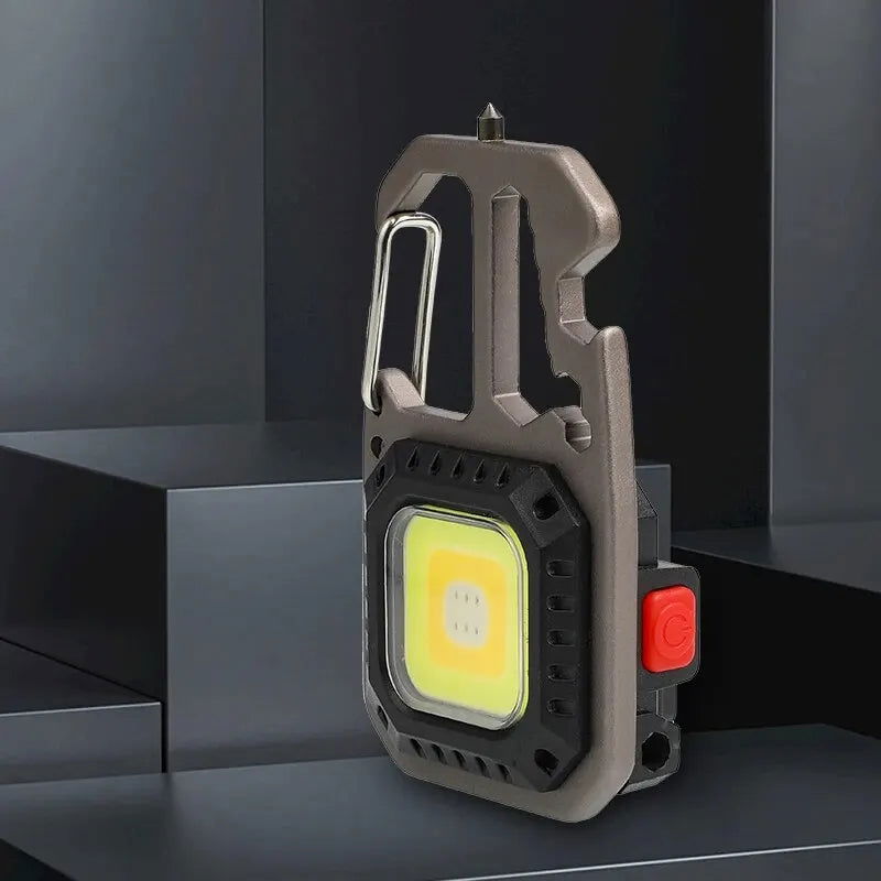 COB Keychain Work Light with Battery Display 8Mode Rechargeable High Lumens Portable LED Light for Camping Hiking Running - Slobuy