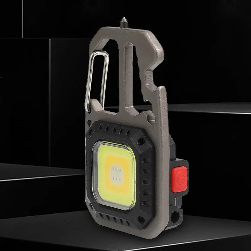 COB Keychain Work Light with Battery Display 8Mode Rechargeable High Lumens Portable LED Light for Camping Hiking Running - Slobuy