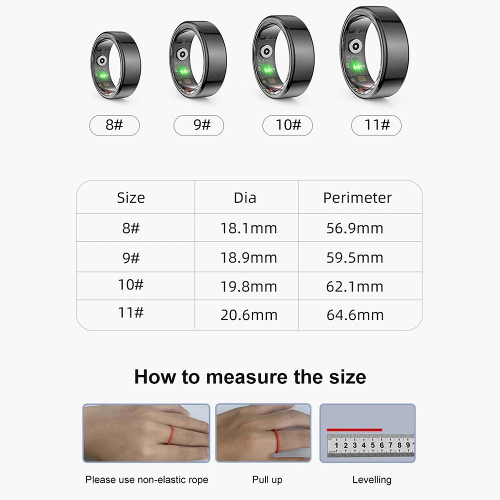 COLMI R02 Smart Ring Military Grade Titanium Steel Shell Health Monitoring IP68 & 3ATM Waterproof Multi-sport Modes - Slobuy