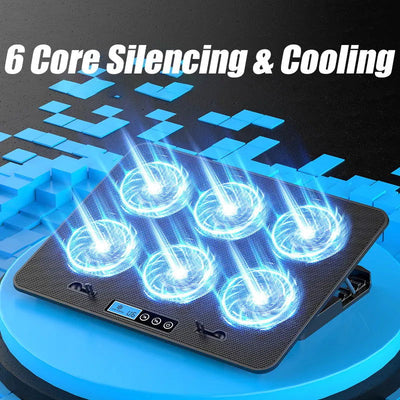COOLCOLD A9 Gaming RGB Laptop Cooler 2 USB Ports 6 Fan Gaming Led Light Notebook Cooler For 13-18 Inch Stand For Laptop Macbook - Slobuy