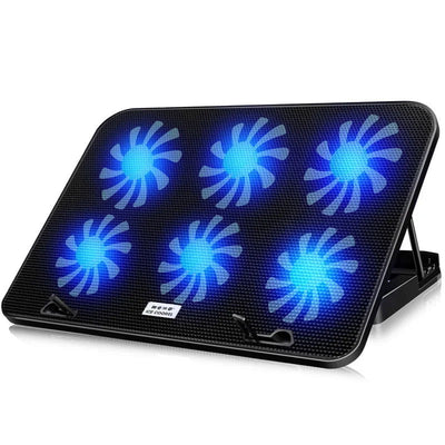 COOLCOLD A9 Gaming RGB Laptop Cooler 2 USB Ports 6 Fan Gaming Led Light Notebook Cooler For 13-18 Inch Stand For Laptop Macbook - Slobuy