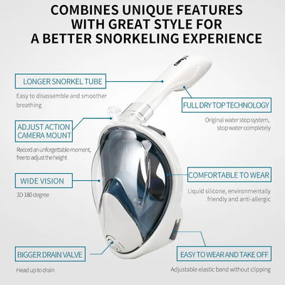 COPOZZ Professional Snorkeling Diving Mask Underwater Scuba Full Face Snorkel Mask Anti Fog Goggles for Adult Swimming Equipment - Slobuy