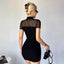 CUTENOVA Goth Dark Mock Neck Y2k Bodycon Mini Dresses Gothic Women Mesh Patchwork Sheer Party Dress - Slobuy