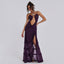 CUTENOVA Women Noble Furry Halter Sleeveless Hollow Dress Camisole Shrunk Split Wave Cut Dress Luxury Prom Occasion Evening Gown - Slobuy