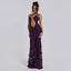 CUTENOVA Women Noble Furry Halter Sleeveless Hollow Dress Camisole Shrunk Split Wave Cut Dress Luxury Prom Occasion Evening Gown - Slobuy