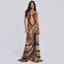 CUTENOVA Women Noble Furry Halter Sleeveless Hollow Dress Camisole Shrunk Split Wave Cut Dress Luxury Prom Occasion Evening Gown - Slobuy