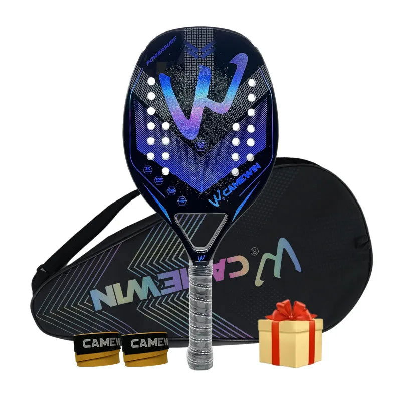 Camewin 3K Holographic Beach Tennis Racket, Full Carbon Fiber Frame, Kit Feminino, Rude Tratamento de Superfície, Iniciante, 202 - Slobuy