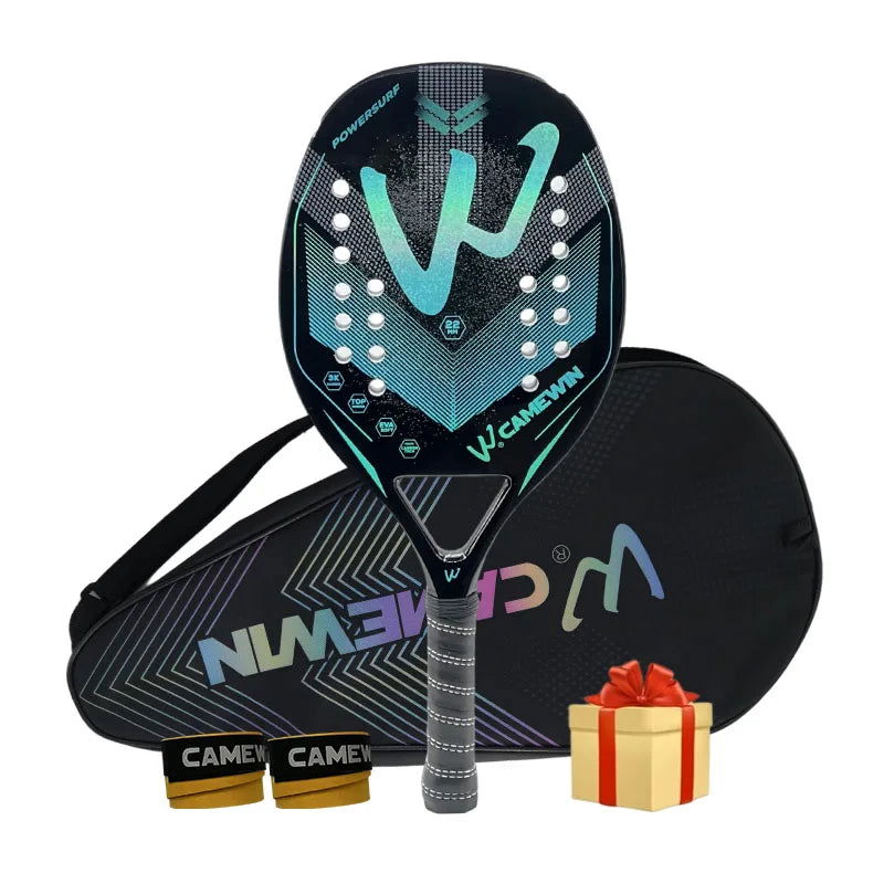 Camewin 3K Holographic Beach Tennis Racket, Full Carbon Fiber Frame, Kit Feminino, Rude Tratamento de Superfície, Iniciante, 202 - Slobuy