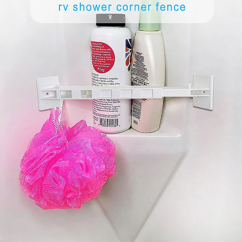 Camper Rv Travel Trailer Bathroom Shower Corner Shelf Storage Bar Protect Shower Supplies Camping Car Accessory White Sturdy - Slobuy