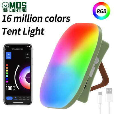 Camping Lantern Rechargeable Smart Light Bluetooth Control by Tuya APP Music Sync RGB LED Tent Lighting 13500mAh Outdoor 80W - Slobuy