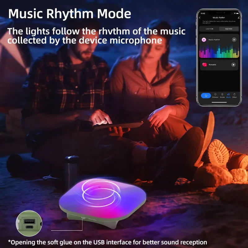 Camping Lantern Rechargeable Smart Light Bluetooth Control by Tuya APP Music Sync RGB LED Tent Lighting 13500mAh Outdoor 80W - Slobuy