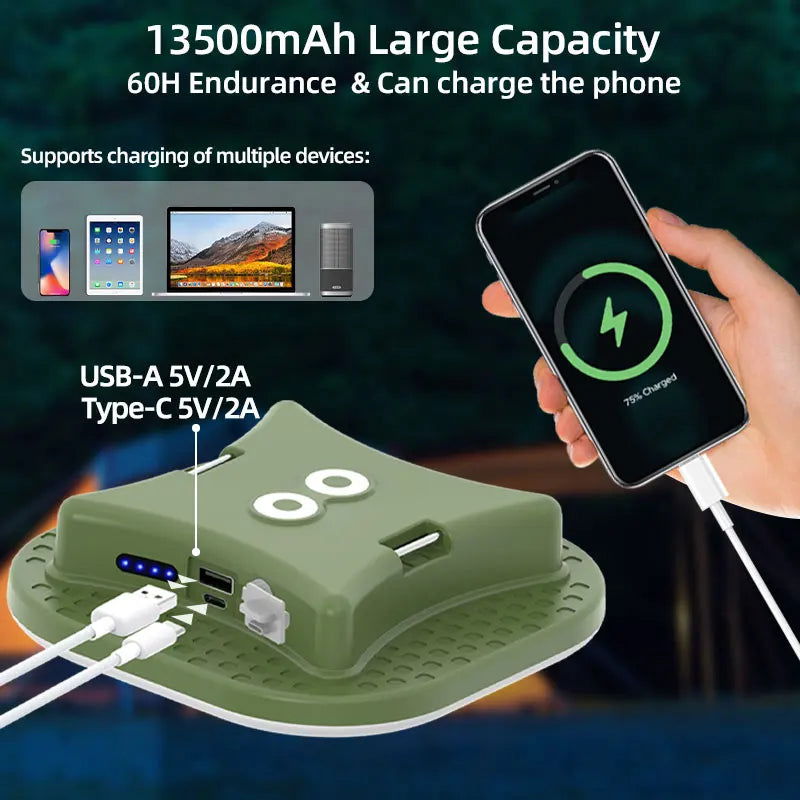 Camping Lantern Rechargeable Smart Light Bluetooth Control by Tuya APP Music Sync RGB LED Tent Lighting 13500mAh Outdoor 80W - Slobuy