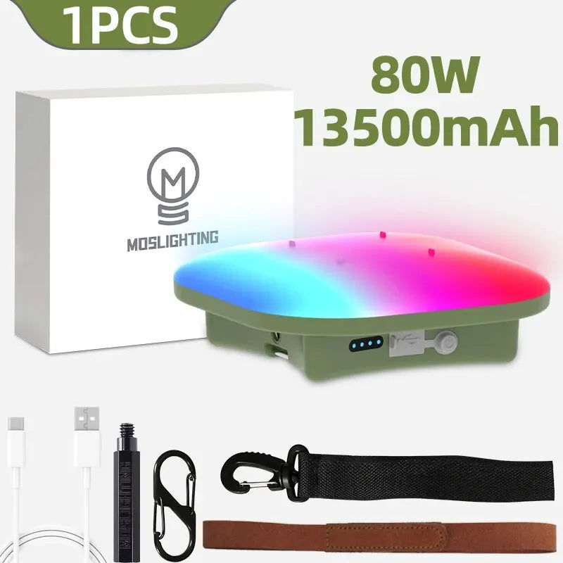 Camping Lantern Rechargeable Smart Light Bluetooth Control by Tuya APP Music Sync RGB LED Tent Lighting 13500mAh Outdoor 80W - Slobuy