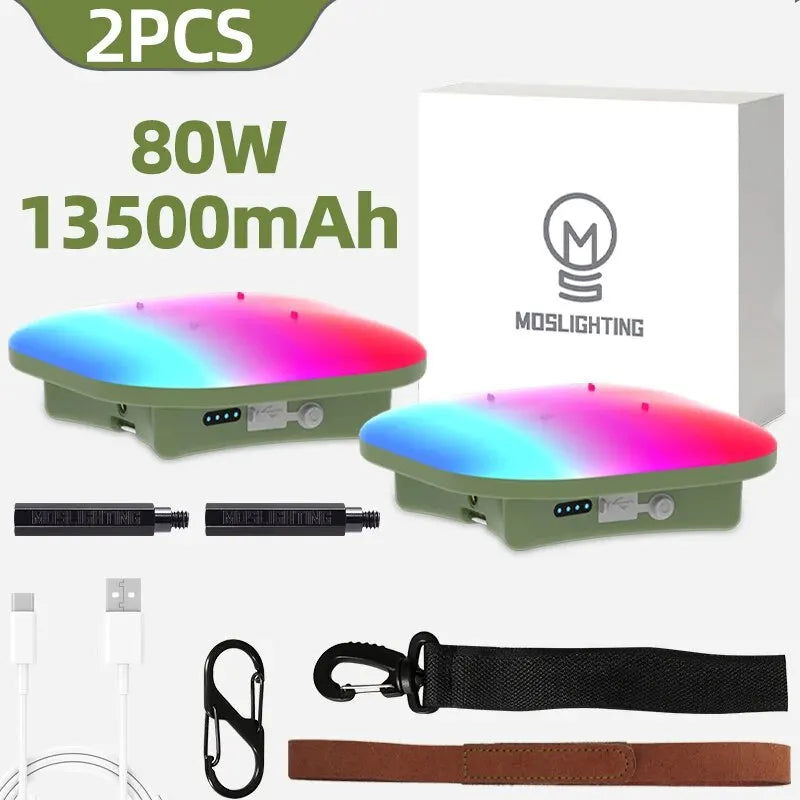 Camping Lantern Rechargeable Smart Light Bluetooth Control by Tuya APP Music Sync RGB LED Tent Lighting 13500mAh Outdoor 80W - Slobuy