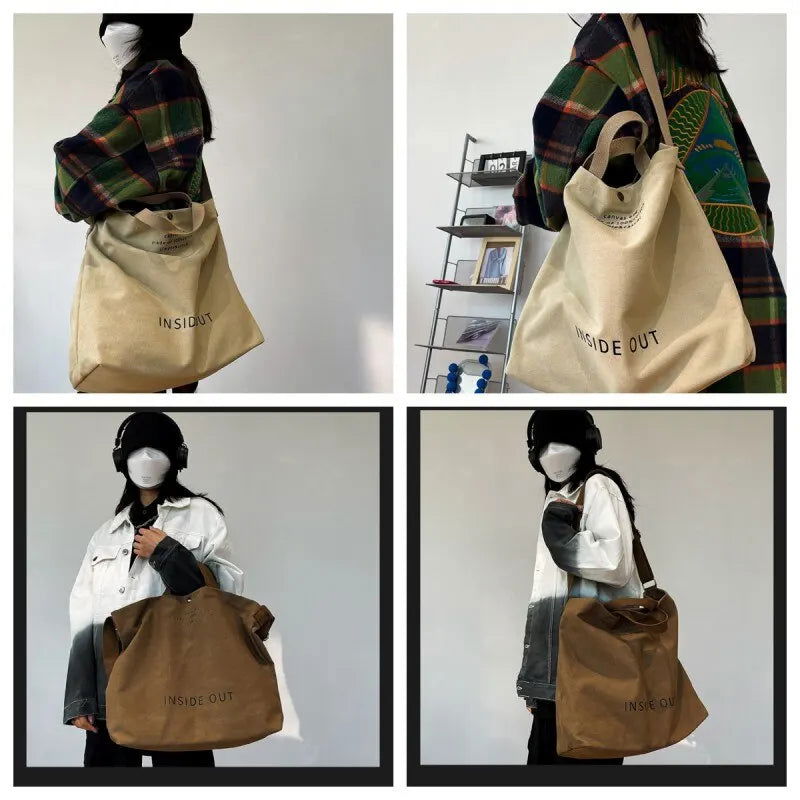 Canvas Crossbody Bags for Women Fashion Crossover Purse Cotton Shoulder Bag - Slobuy
