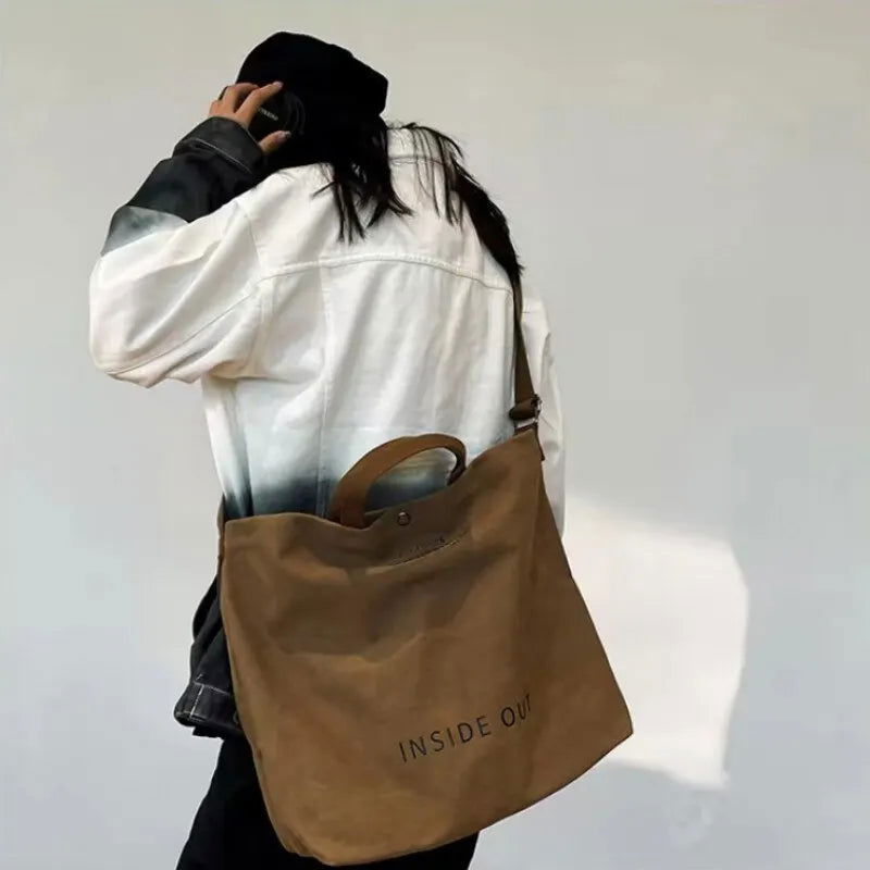 Canvas Crossbody Bags for Women Fashion Crossover Purse Cotton Shoulder Bag - Slobuy