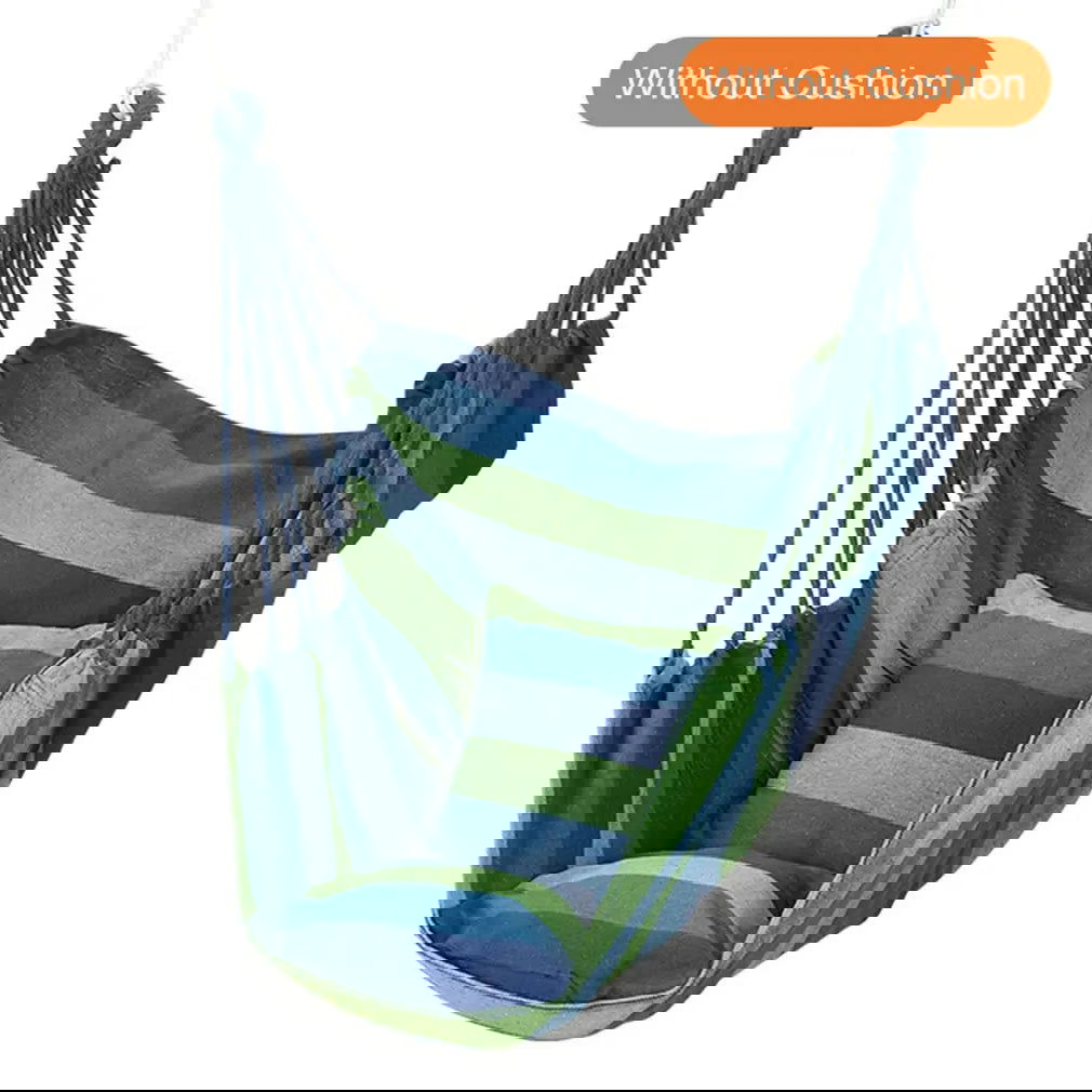 Canvas Hanging Hammock Chair Hanging Rope Swing Bed 200KG Load Bearing For Outdoor Garden Porch Beach Camping Travel no cushion - Slobuy