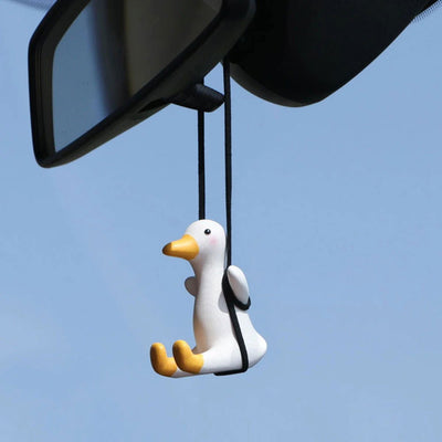 Car Accessorie Car Fragrance Gypsum Cute Anime Swing Duck Pendant Auto Rearview Mirror Ornaments Birthday Gift Auto Decoraction - Slobuy