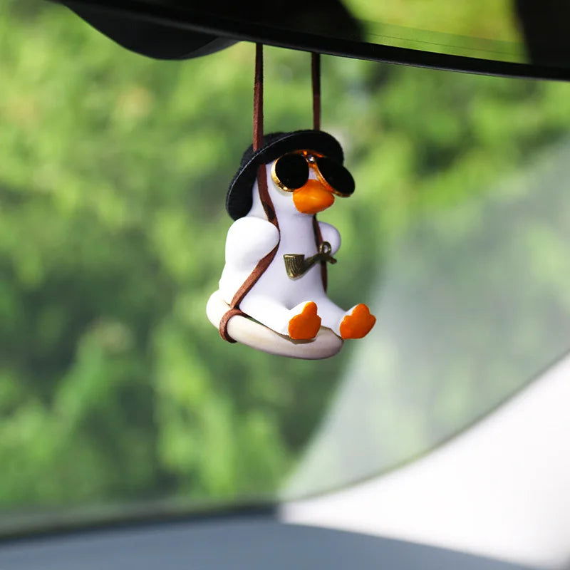 Car Accessorie Car Fragrance Gypsum Cute Anime Swing Duck Pendant Auto Rearview Mirror Ornaments Birthday Gift Auto Decoraction - Slobuy