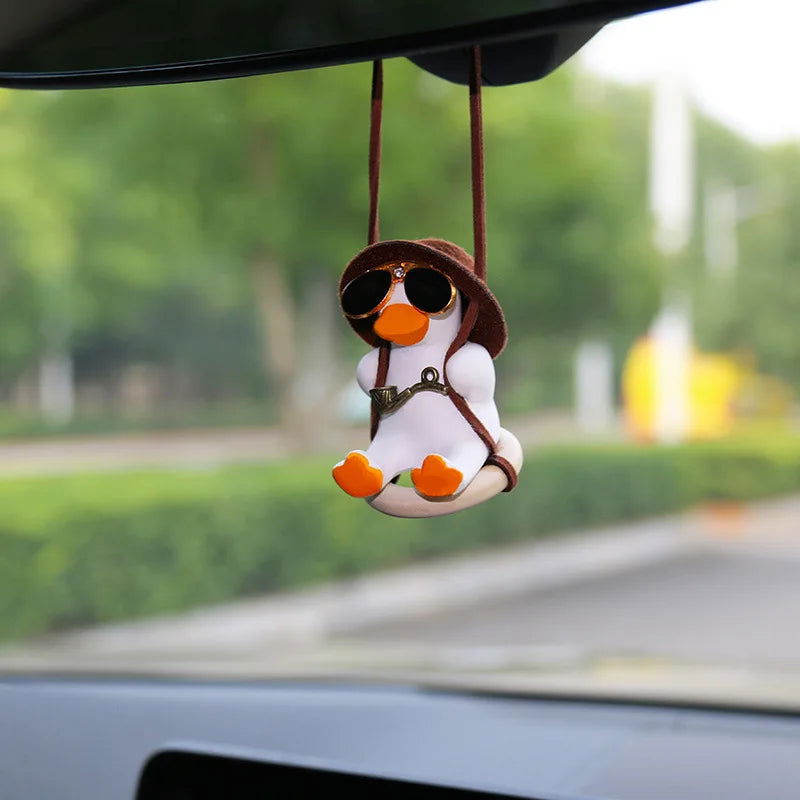 Car Accessorie Car Fragrance Gypsum Cute Anime Swing Duck Pendant Auto Rearview Mirror Ornaments Birthday Gift Auto Decoraction - Slobuy