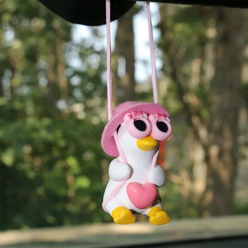 Car Accessorie Car Fragrance Gypsum Cute Anime Swing Duck Pendant Auto Rearview Mirror Ornaments Birthday Gift Auto Decoraction - Slobuy