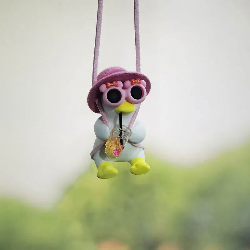Car Accessorie Car Fragrance Gypsum Cute Anime Swing Duck Pendant Auto Rearview Mirror Ornaments Birthday Gift Auto Decoraction - Slobuy