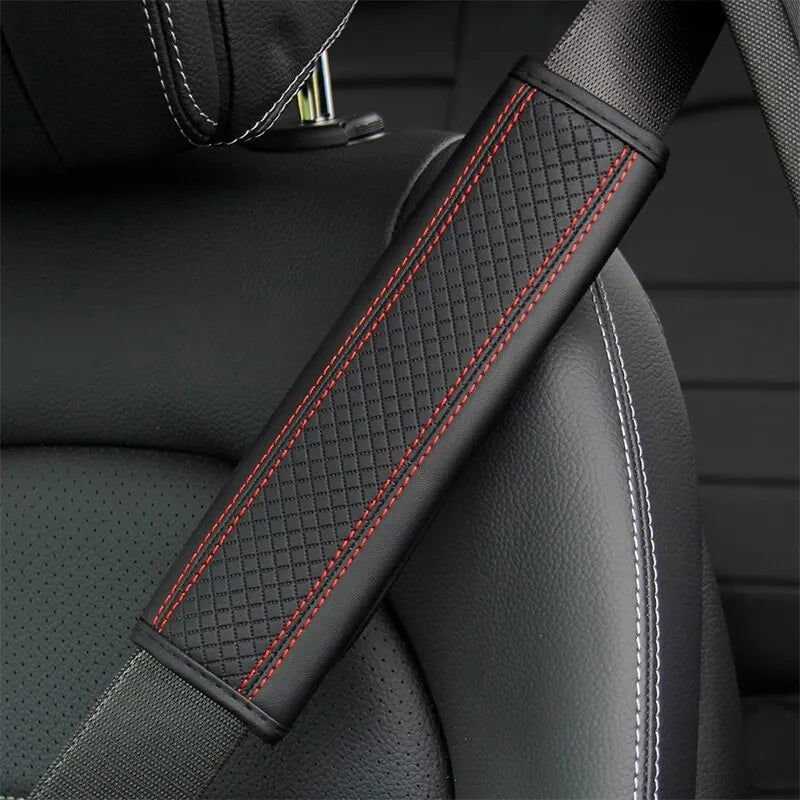 Car Accessories Seat Belt PU Leather Seat Belt Shoulder Cover Comfortable Flash Diamond Inlaid Crown Protect Seat Belt Liner - Slobuy