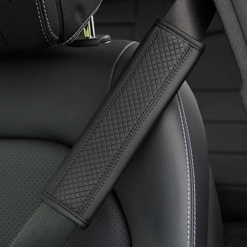 Car Accessories Seat Belt PU Leather Seat Belt Shoulder Cover Comfortable Flash Diamond Inlaid Crown Protect Seat Belt Liner - Slobuy
