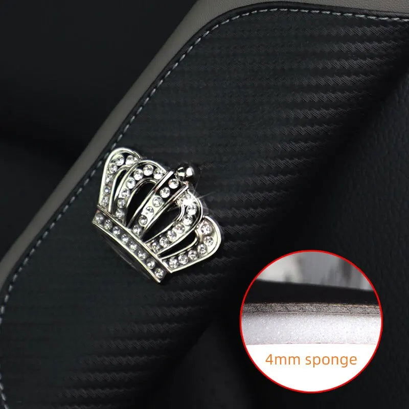 Car Accessories Seat Belt PU Leather Seat Belt Shoulder Cover Comfortable Flash Diamond Inlaid Crown Protect Seat Belt Liner - Slobuy