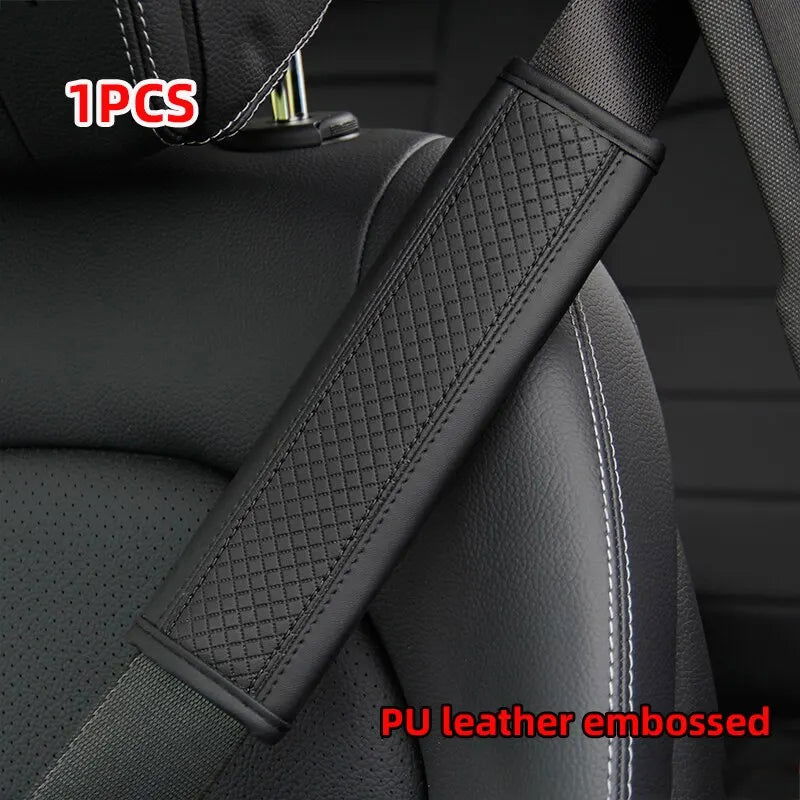 Car Accessories Seat Belt PU Leather Seat Belt Shoulder Cover Comfortable Flash Diamond Inlaid Crown Protect Seat Belt Liner - Slobuy