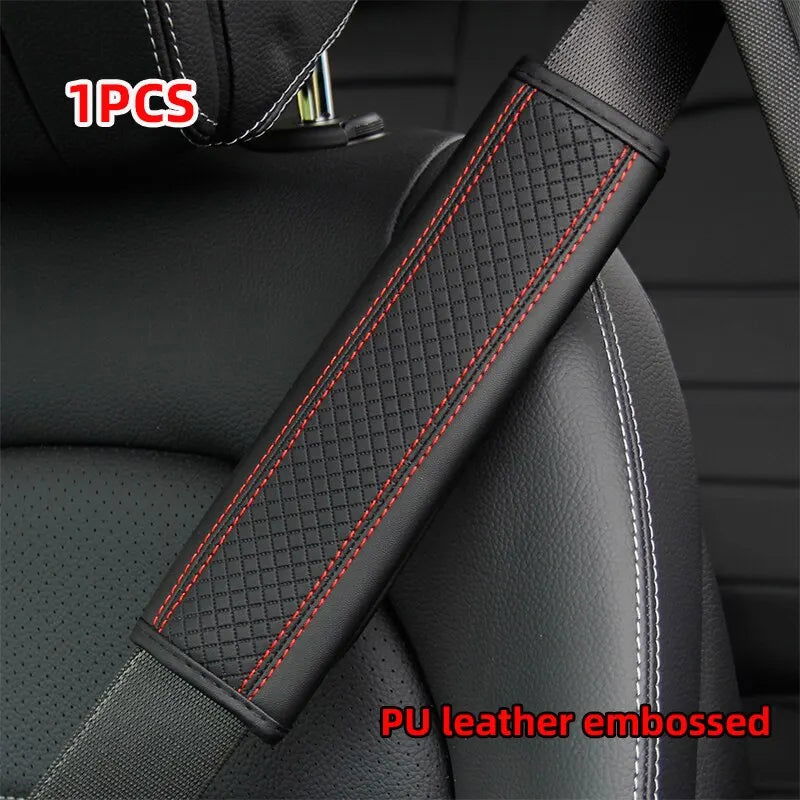 Car Accessories Seat Belt PU Leather Seat Belt Shoulder Cover Comfortable Flash Diamond Inlaid Crown Protect Seat Belt Liner - Slobuy