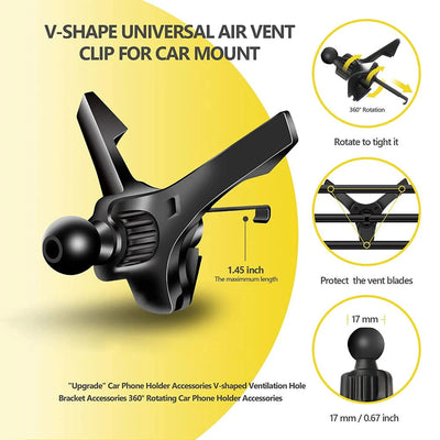 Car Air Vent Clip Cell Phone Holder Universal 17mm Ball Head Car Air Outlet Hook Clamp Accessories For Magnet Car Phone Bracket - Slobuy