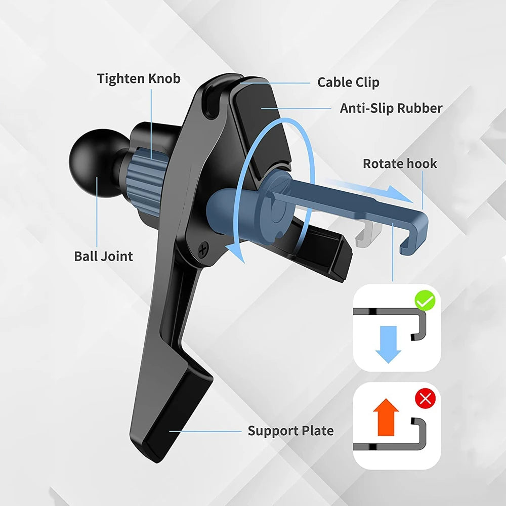 Car Air Vent Clip Cell Phone Holder Universal 17mm Ball Head Car Air Outlet Hook Clamp Accessories For Magnet Car Phone Bracket - Slobuy