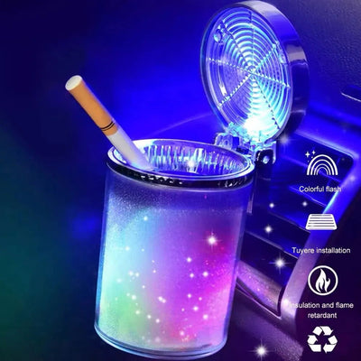 Car Ashtray With LED Light Airtight Lid Multifunctional Vehicle Cup Holder Air Vent Ashtray Trash Can Car Interior Decoration - Slobuy