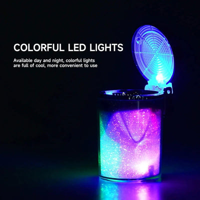 Car Ashtray With LED Light Airtight Lid Multifunctional Vehicle Cup Holder Air Vent Ashtray Trash Can Car Interior Decoration - Slobuy