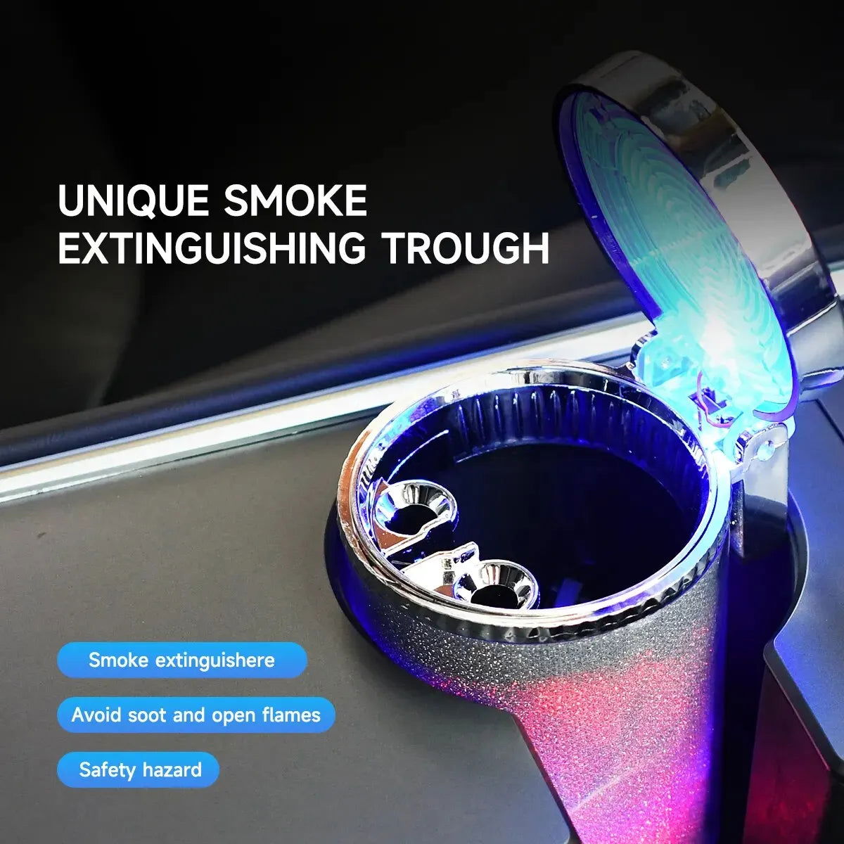 Car Ashtray With LED Light Airtight Lid Multifunctional Vehicle Cup Holder Air Vent Ashtray Trash Can Car Interior Decoration - Slobuy