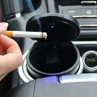 Car Ashtray with LED Light Portable Auto Ashtray Cigarette Flame Retardant Smoke Ash Holders Cup Car Interior Decor Accessories - Slobuy