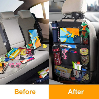 Car Backseat Organizer with Touch Screen Tablet Holder Auto Storage Pockets Cover Car Seat Back Protectors Car Accessories - Slobuy