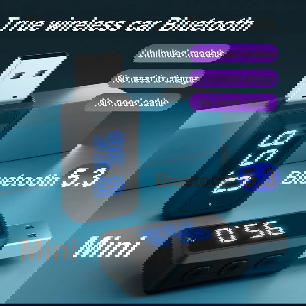 Car Bluetooth 5.3 FM02 Mini USB Transmitter Receiver with LED Display Handsfree Call Car Kit Auto Wireless Audio For Fm Radio - Slobuy